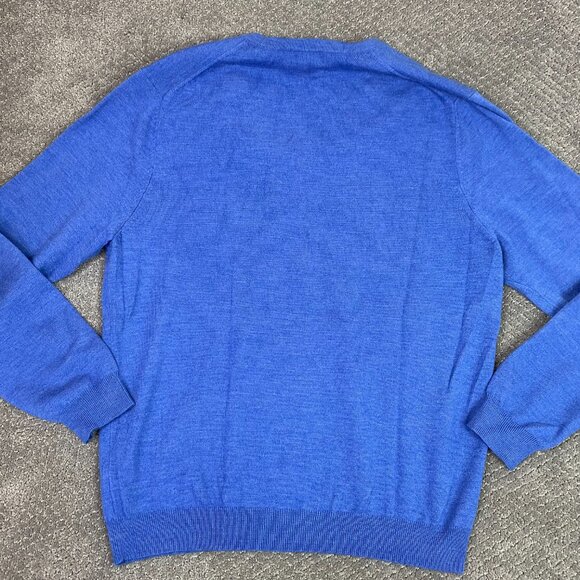 Brooks Brothers 346 Merino Wool Blend Sweater Men's Large Blue V-Neck Stretch - Picture 4 of 7